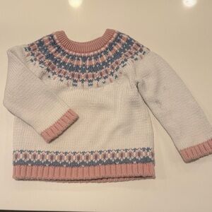Cozy Pink and Blue Patterned Kids Sweater